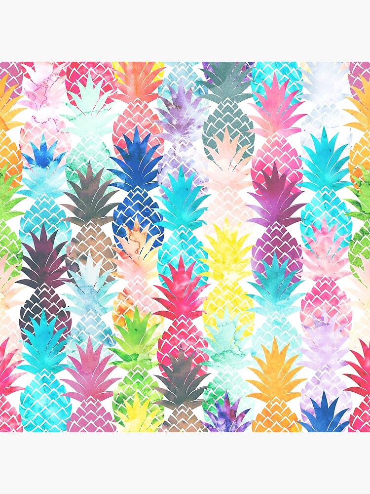 Disover Hawaiian Pineapple Pattern Tropical Watercolor Premium Matte Vertical Poster