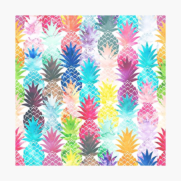 Vista previa del artículo con la obra «Patrón de piña hawaiana acuarela tropical», diseñado y vendido por GirlyTrend.