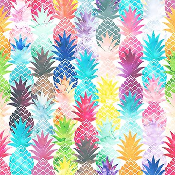 Artwork thumbnail, Hawaiian Pineapple Pattern Tropical Watercolor by GirlyTrend