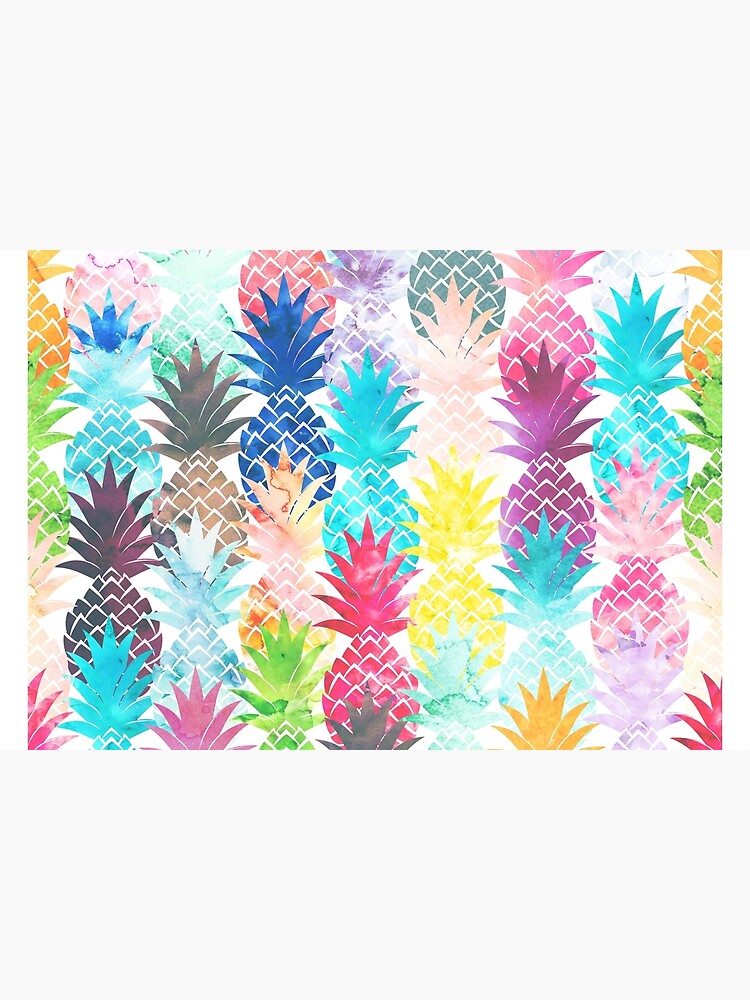 Disover Hawaiian Pineapple Pattern Tropical Watercolor Bath Mat