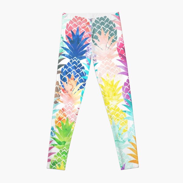 Disover Hawaiian Pineapple Pattern Tropical Watercolor | Leggings