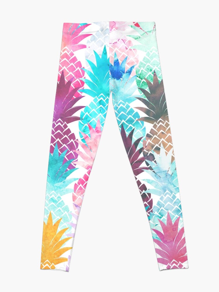 Disover Hawaiian Pineapple Pattern Tropical Watercolor | Leggings
