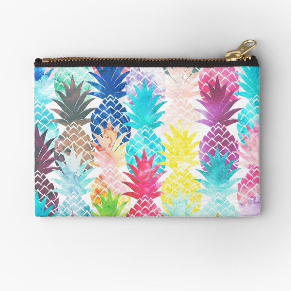 Hawaiian Pineapple Pattern Tropical Watercolor Zipper Pouch