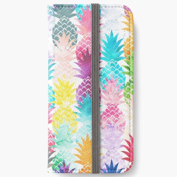 Hawaiian Pineapple Pattern Tropical Watercolor iPhone Wallet