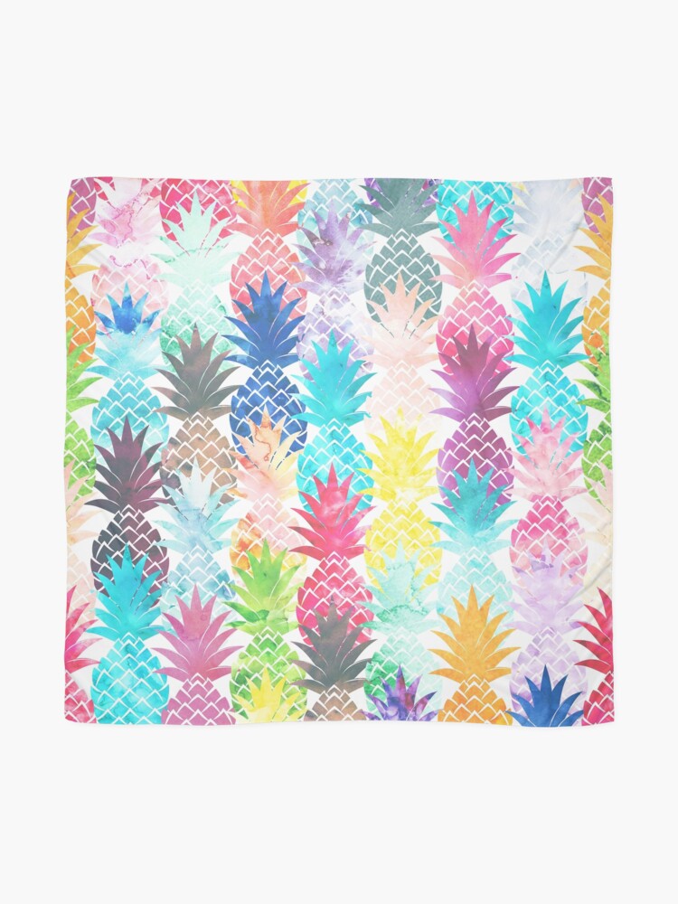 Alternate view of Hawaiian Pineapple Pattern Tropical Watercolor Scarf