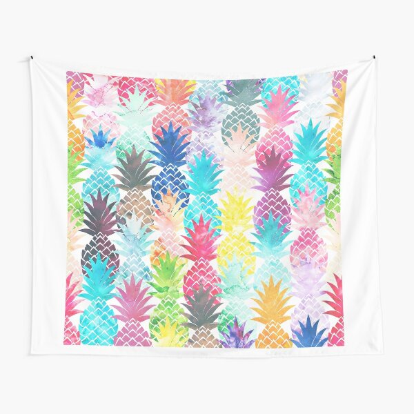 Disover Hawaiian Pineapple Pattern Tropical Watercolor Tapestry