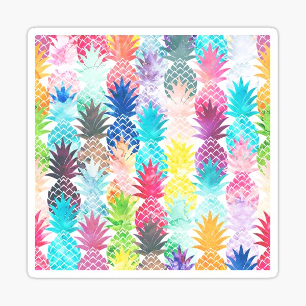 Hawaiian Pineapple Pattern Tropical Watercolor Sticker