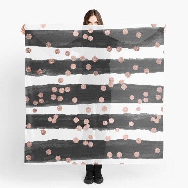 Item preview, Girly rose gold confetti black watercolor stripes designed and sold by GirlyTrend.