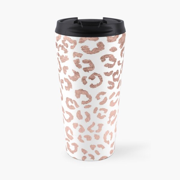 Luxurious hand drawn rose gold leopard print Travel Mug