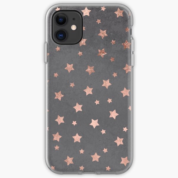 rose gold Christmas stars geometric pattern cement iPhone Soft Case