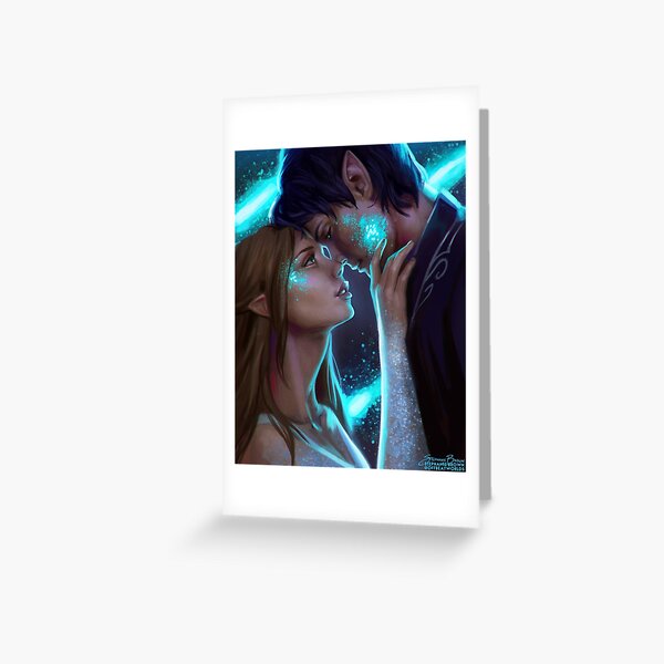 fanart de la scène Starfall d'ACOMAF par Sarah J Maas. Carte de vœux