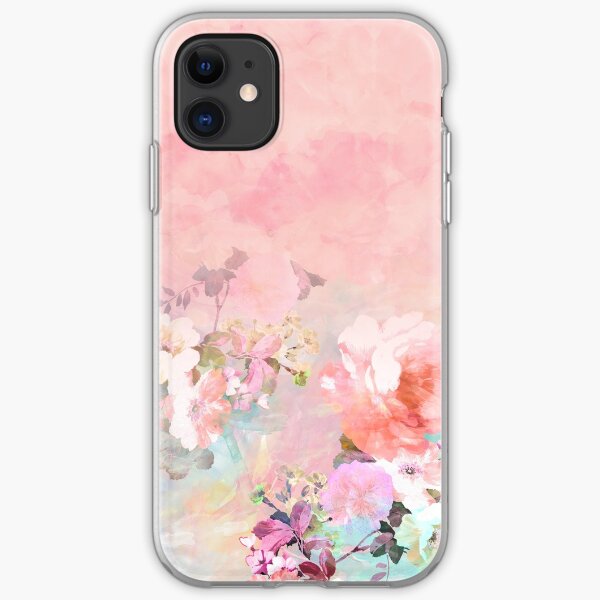Pastel blush watercolor ombre floral watercolor iPhone Soft Case