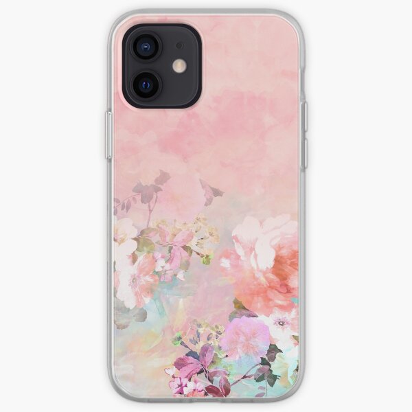 Pastel blush watercolor ombre floral watercolor iPhone Soft Case