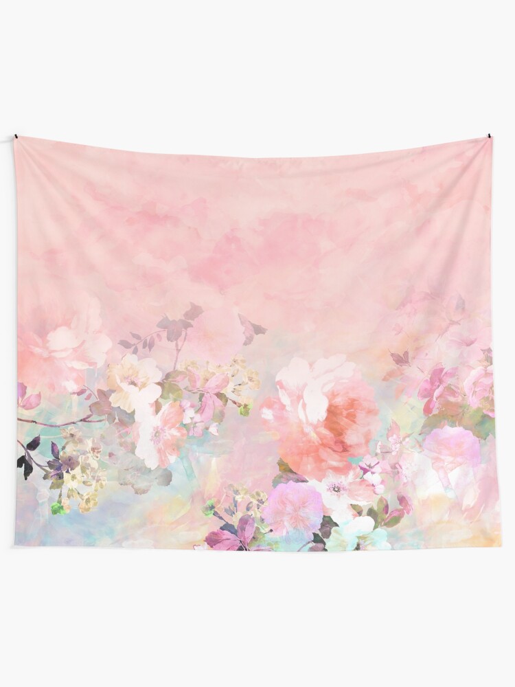 Alternate view of Pastel blush watercolor ombre floral watercolor Tapestry