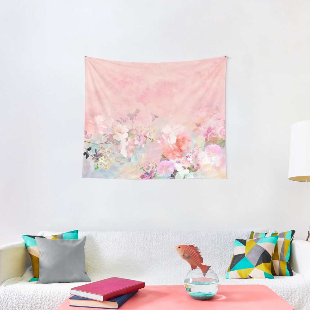 Pastel blush watercolor ombre floral watercolor Tapestry