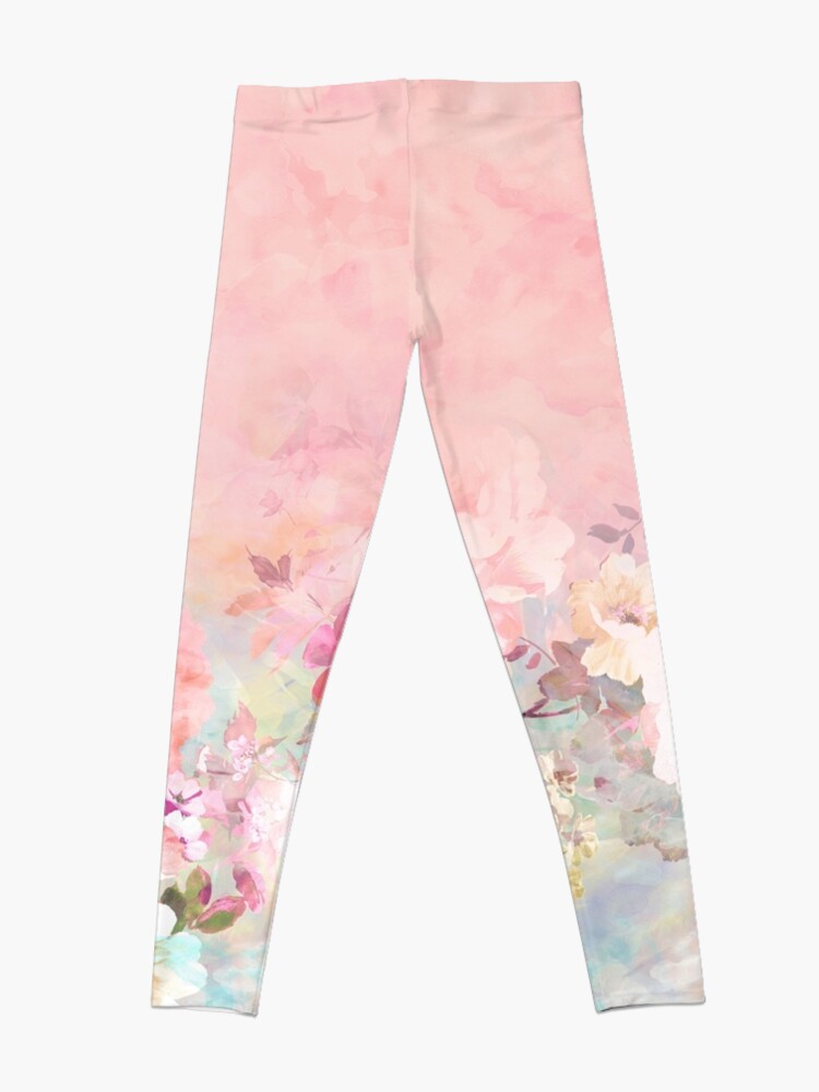 Discover Pastel blush watercolor ombre floral watercolor Leggings
