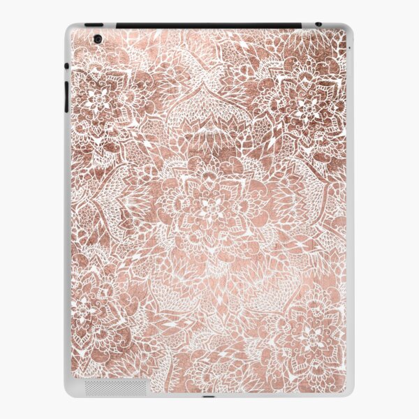 Modern faux rose gold floral mandala hand drawn iPad Skin