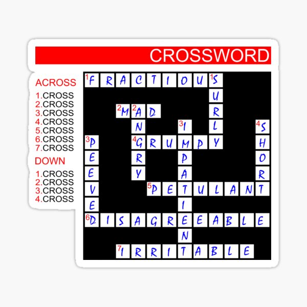 Crossword Sticker for Sale by piedaydesigns Redbubble