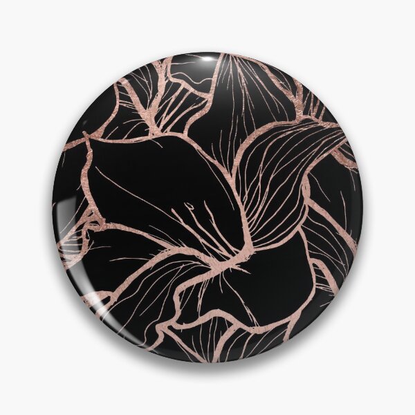 Item preview, Modern rose gold abstract handdrawn floral pattern on black designed and sold by GirlyTrend.