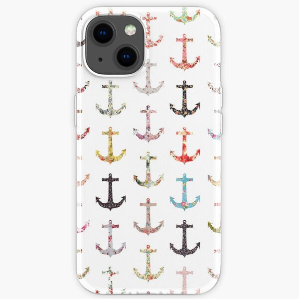 Vintage retro sailor girly floral nautical anchors iPhone Soft Case