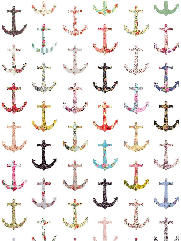 Vintage retro sailor girly floral nautical anchors by GirlyTrend