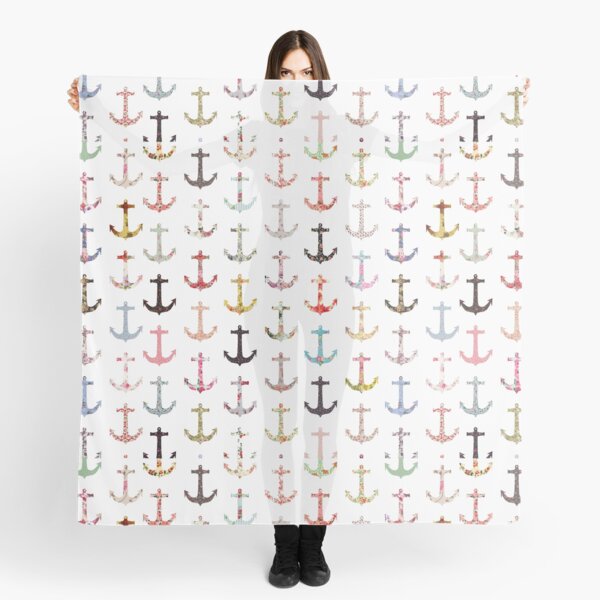 Vintage retro sailor girly floral nautical anchors Scarf