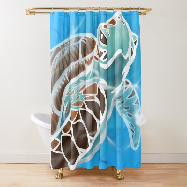 Hawksbill Sea Turtle Swimming in the Sea Shower Curtain