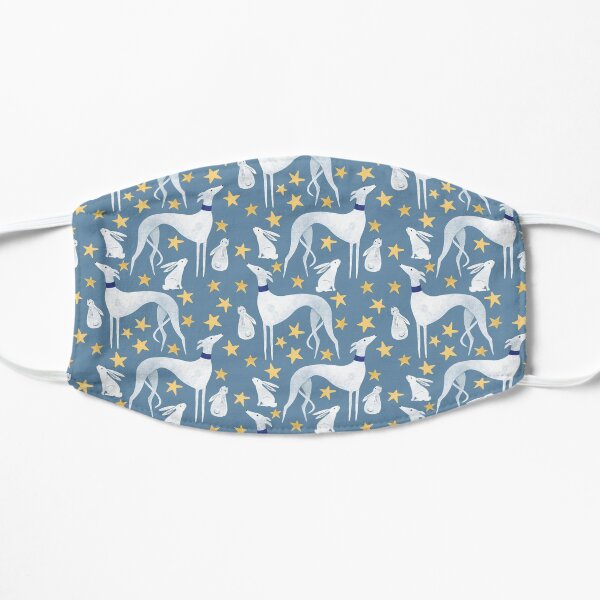Galgo, hare and stars Flat Mask