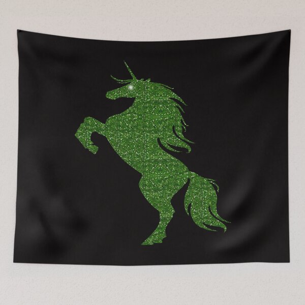 Item preview, Green Faux Glitter Magical Rearing Unicorn designed and sold by Atteestude.