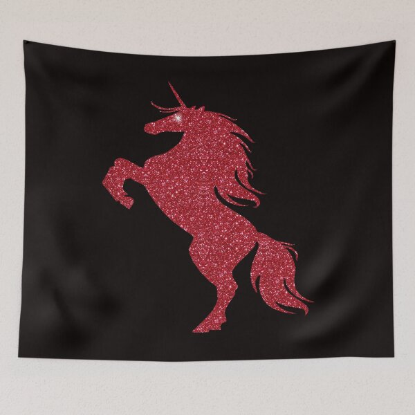 Item preview, Red Faux Glitter Magical Rearing Unicorn designed and sold by Atteestude.