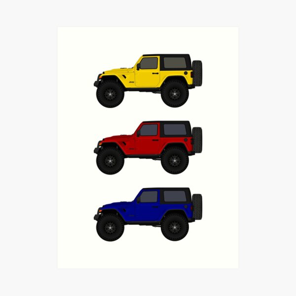 Blue Jeep Wrangler Wrangler Unlimited Gladiator Rubicon Art Print By Minimalvehicle Redbubble