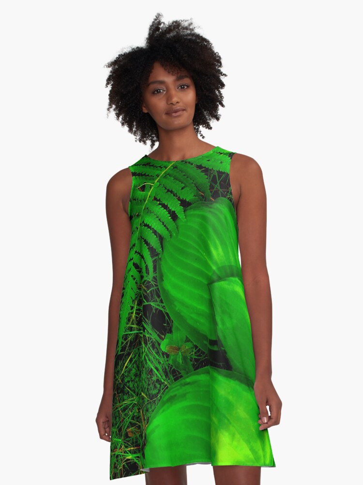 Thumbnail 1 of 4, A-Line Dress, Hostas, Ferns and Moss OH MY! designed and sold by dreamie09.
