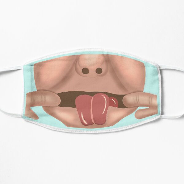 Tongue sticking out mouth mask Flat Mask