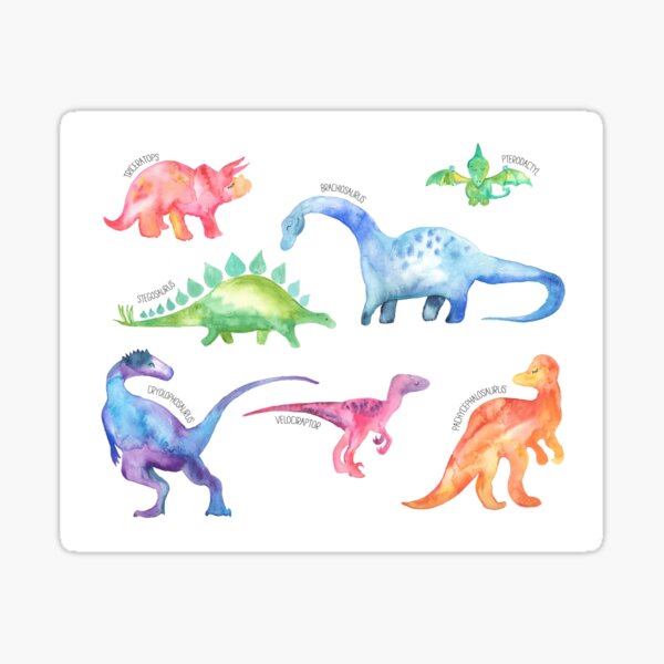 Item preview, Watercolor Dinosaurs Labeled  designed and sold by BlueDoorStudio.