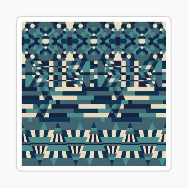 Blue AbstArt geometric patterns mix of forms Sticker