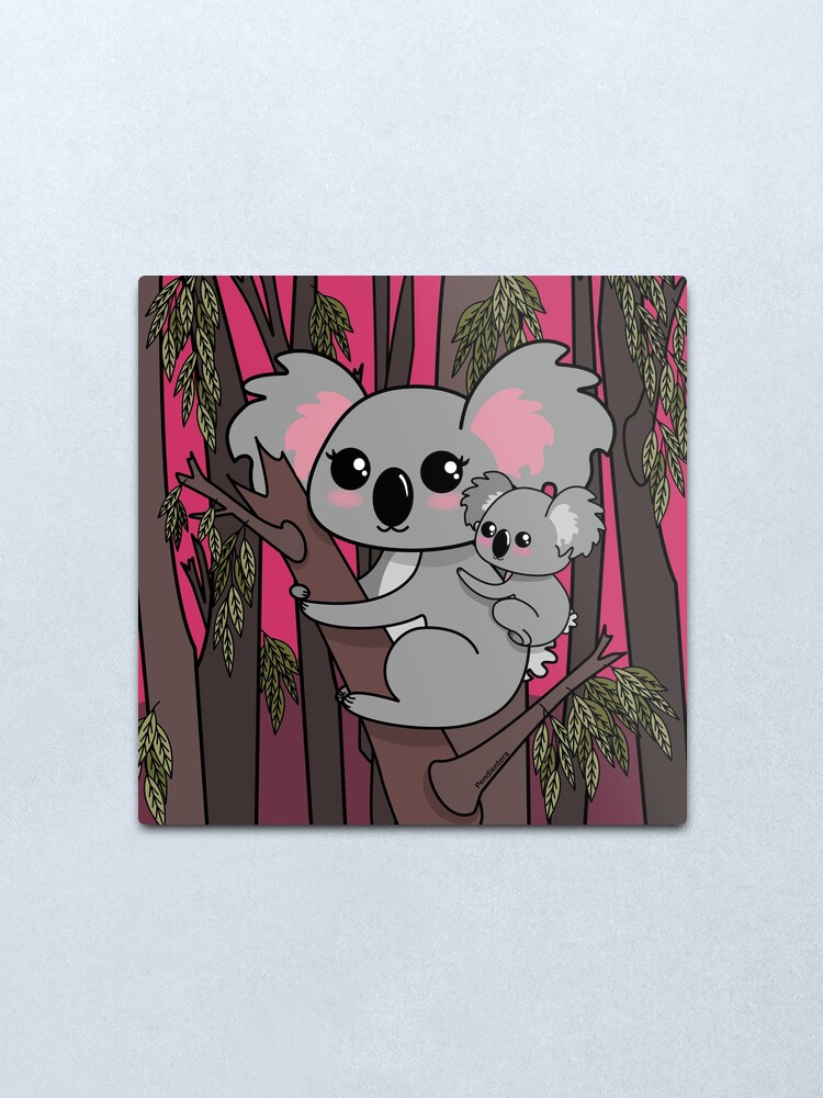 Lamina Metalica Kawaii Koalas Madre Y Bebe De Pendientera Redbubble