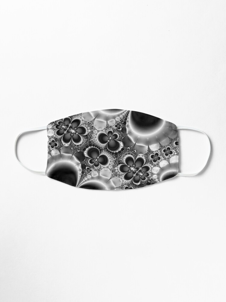 Alternate view of Black and White Flower Pattern Mask