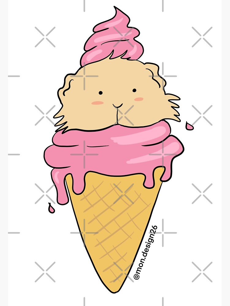 "Mon Design _ guinea pig ice cream cone" Art Print by mondesign26