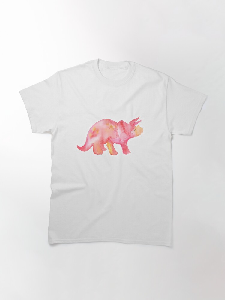 Disover Pink Watercolor Triceratops Dinosaur Classic T-Shirt