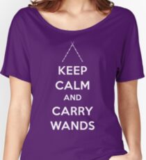 Keep Calm and Carry Wands Women's Relaxed Fit T-Shirt