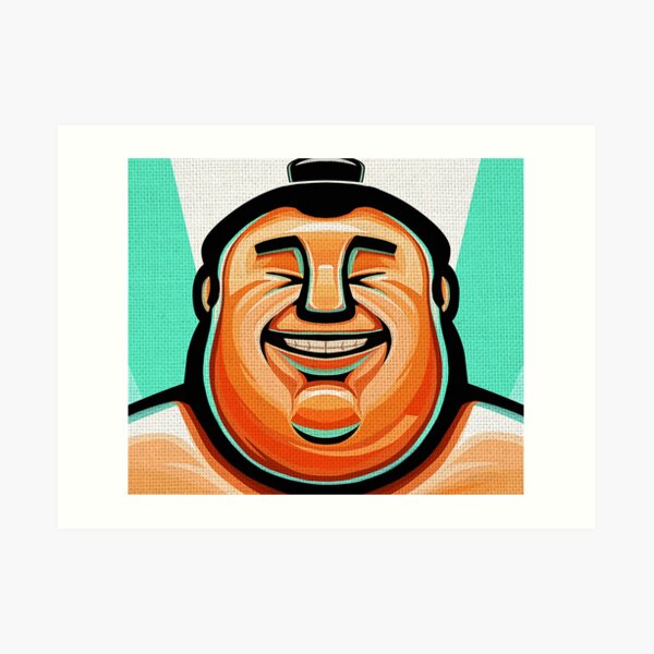 "Happy Sumo Wrestler with guitar" Art Print for Sale by lucasottomuller