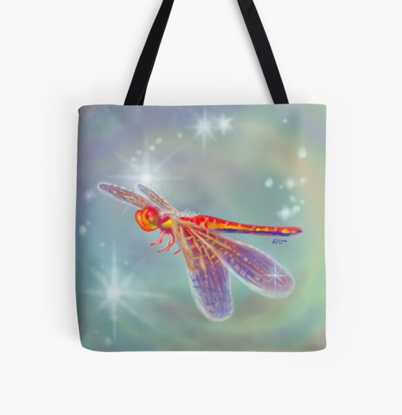 Glowing Dragonfly Variation II All Over Print Tote Bag