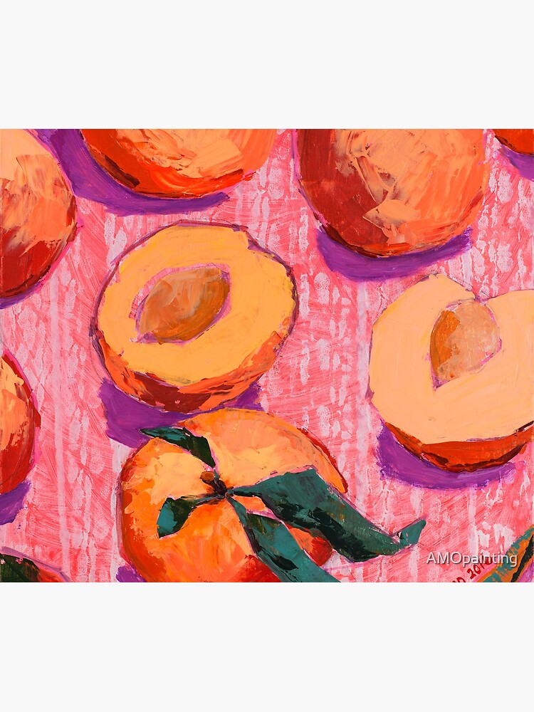 Peaches on Pink Background by AMOpainting