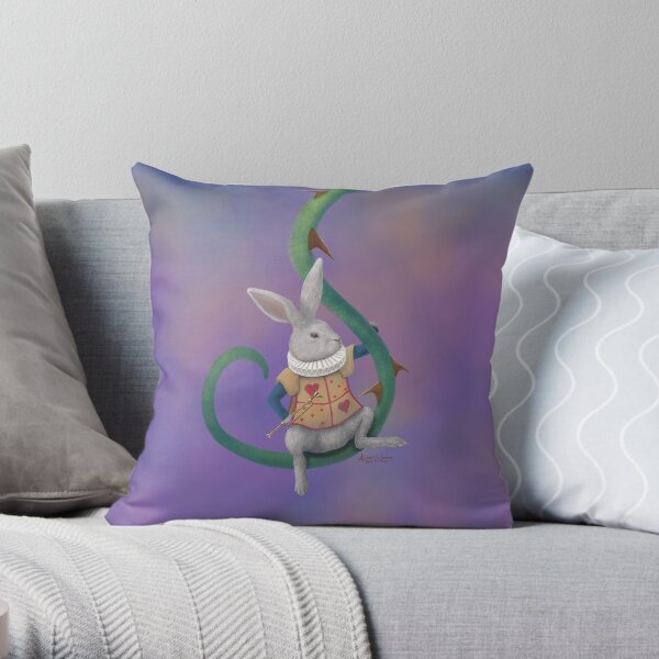 White Rabbit with Rose Thorns - Square Image Throw Pillow