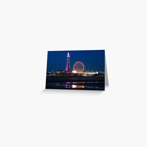 Blackpool Beach at Night Greeting Card