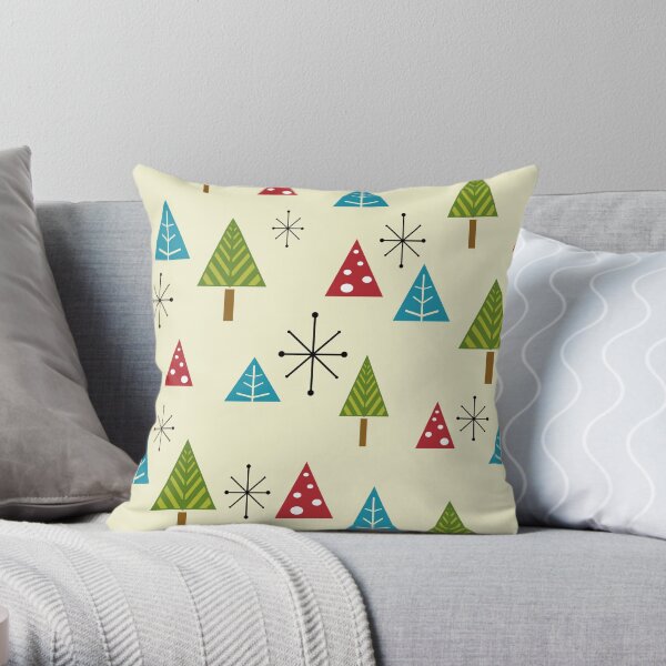 Mid Century Modern Christmas Trees Throw Pillow