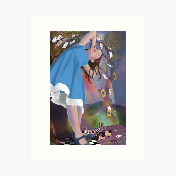 Flying Cards Dissolve Alice's Dream Art Print