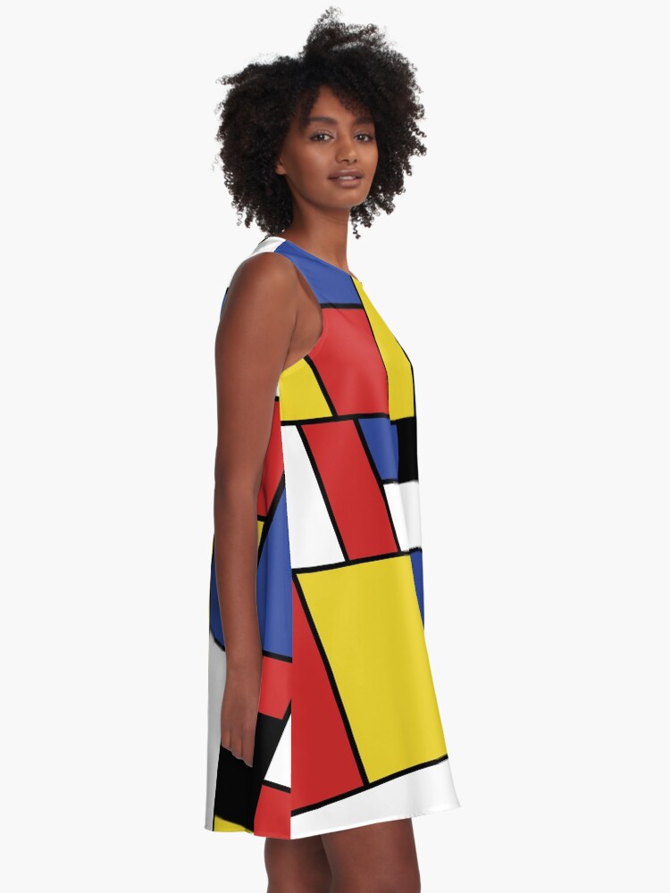 Alternate view of Mondrian Geometric Art A-Line Dress