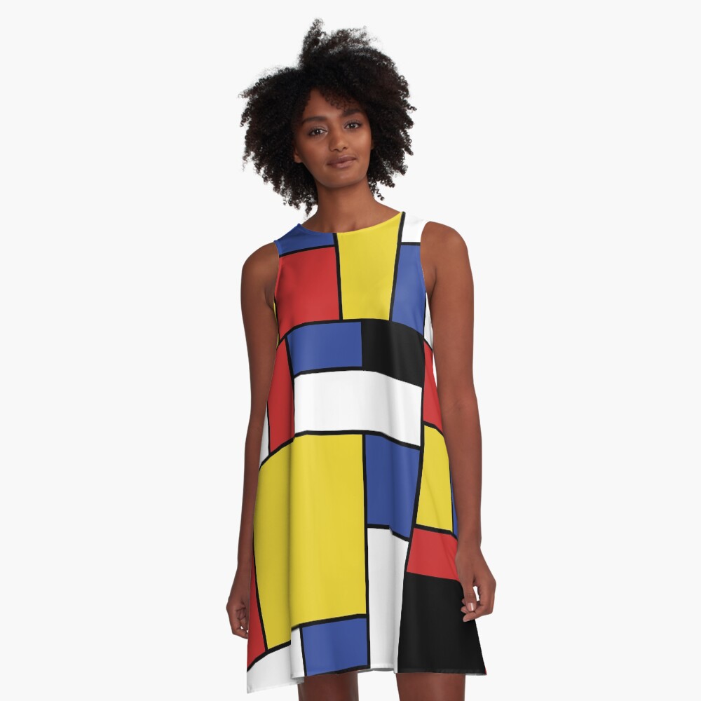 Mondrian Geometric Art A-Line Dress
