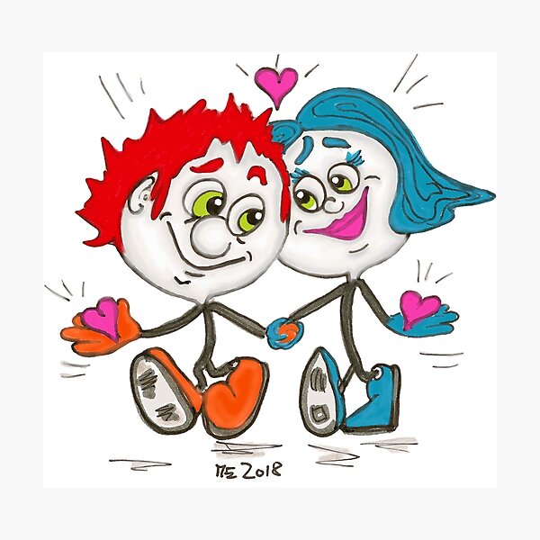 Verliebt - STickmen in Love Fotodruck